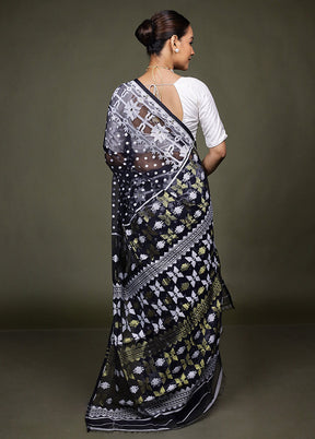 Blue Tant Jamdani Saree Without Blouse Piece