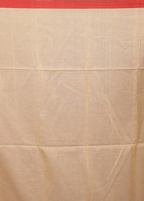 Cream Matka Silk Saree With Blouse Piece