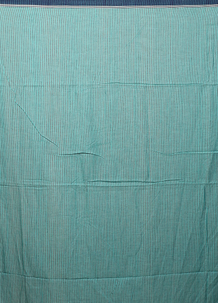 Green Mulmul Cotton Saree With Blouse Piece