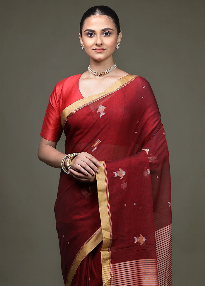 Pink Cotton Saree With Blouse Piece