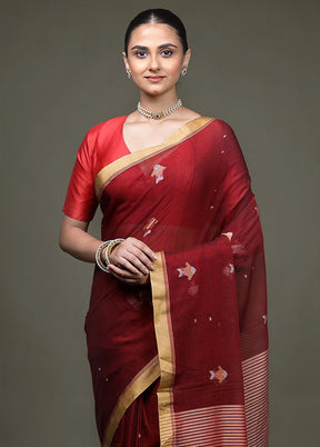 Pink Cotton Saree With Blouse Piece