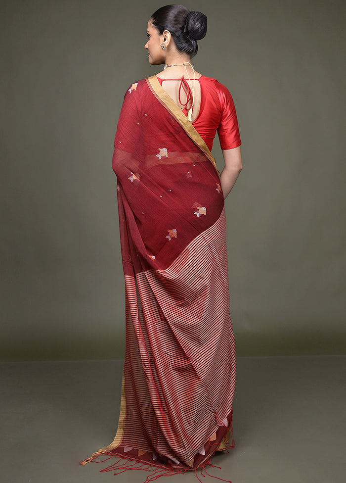 Pink Cotton Saree With Blouse Piece