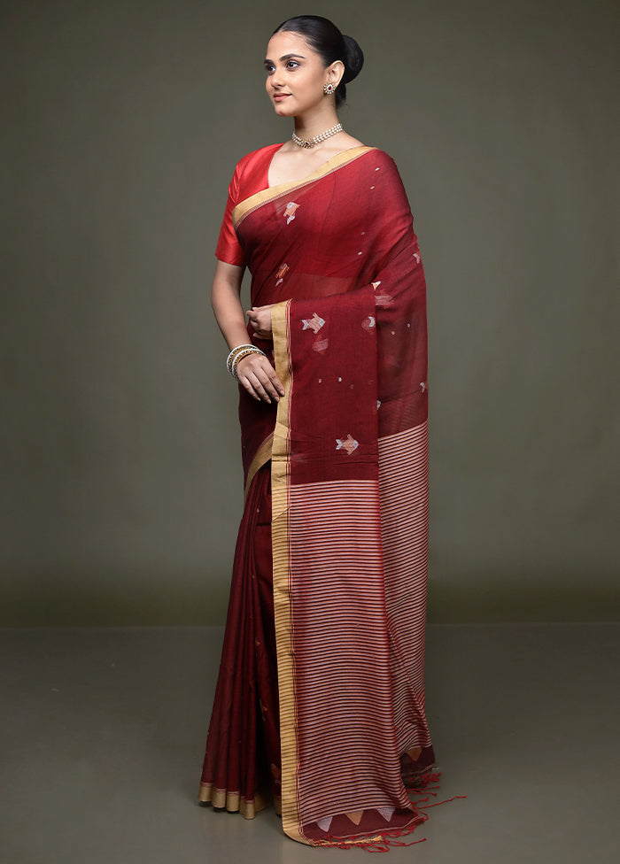 Pink Matka Silk Saree With Blouse Piece