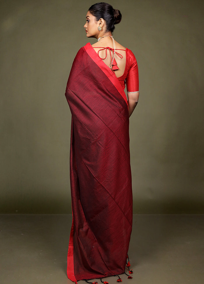 Maroon Matka Silk Saree With Blouse Piece