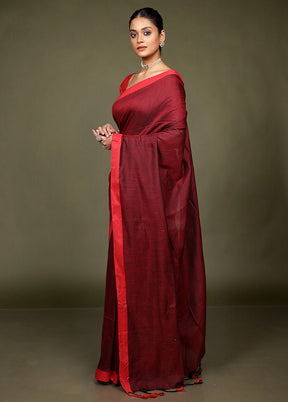 Maroon Matka Silk Saree With Blouse Piece
