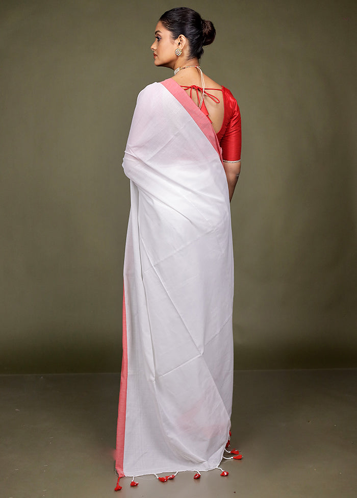 White Matka Silk Saree With Blouse Piece