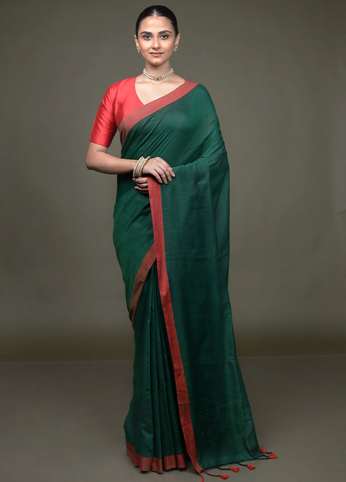 Green Matka Silk Saree With Blouse Piece