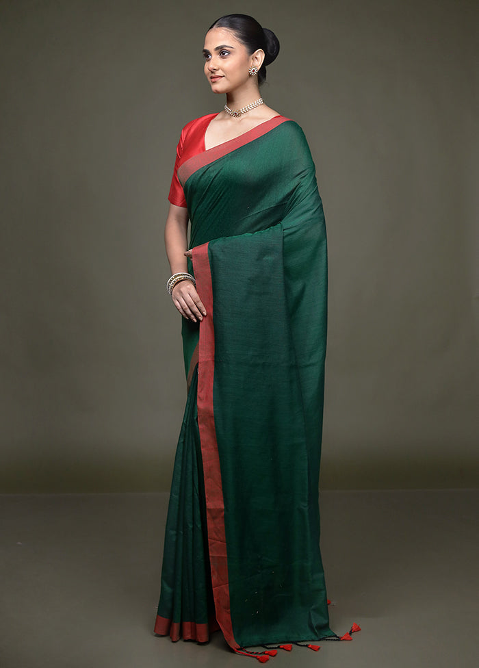 Green Matka Silk Saree With Blouse Piece