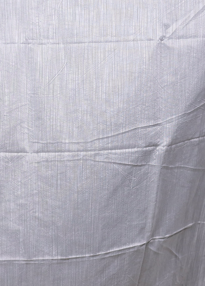 White Matka Silk Saree With Blouse Piece