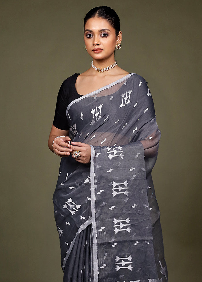 Black Matka Silk Saree With Blouse Piece