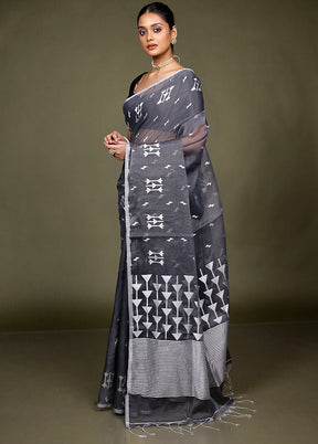 Black Matka Silk Saree With Blouse Piece