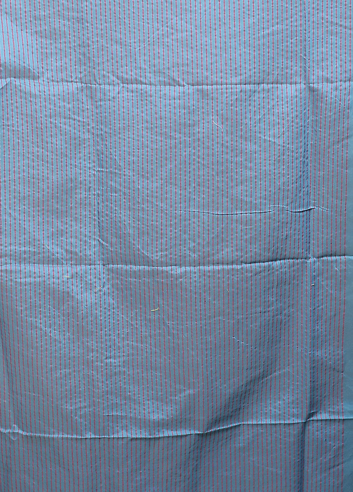 Blue Matka Silk Saree With Blouse Piece