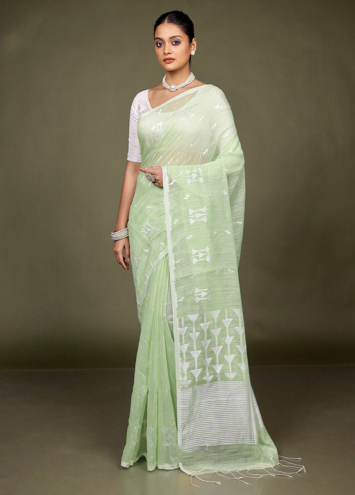 Green Matka Silk Saree With Blouse Piece