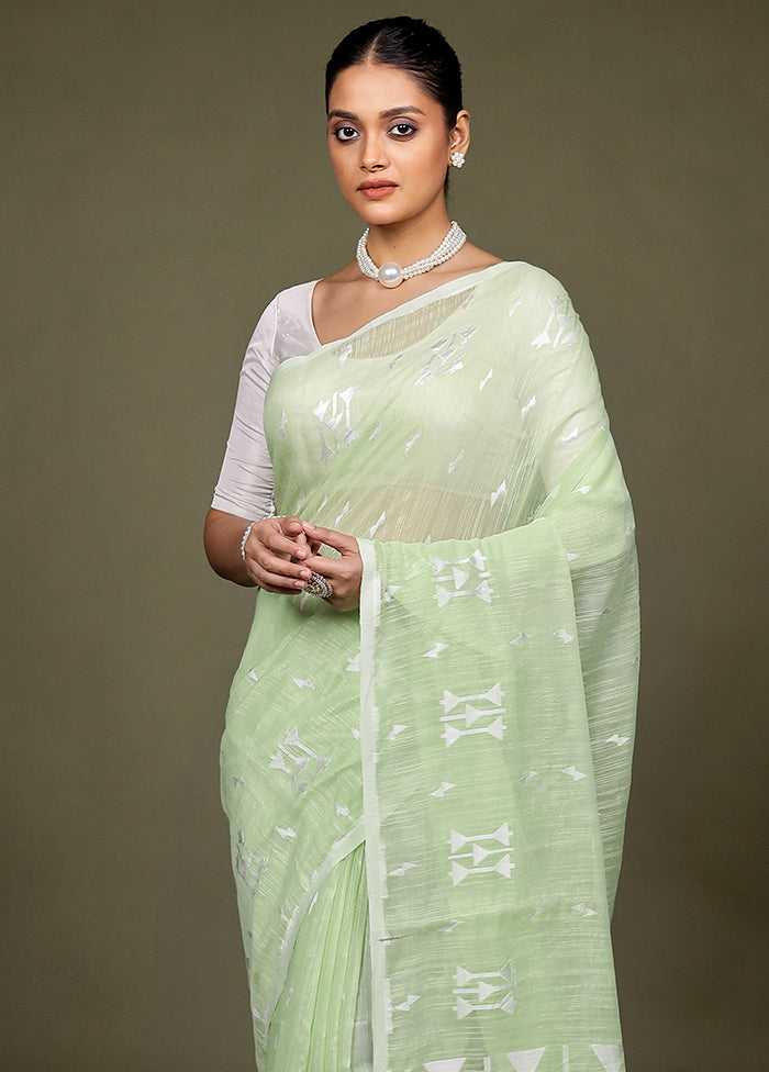Green Matka Silk Saree With Blouse Piece
