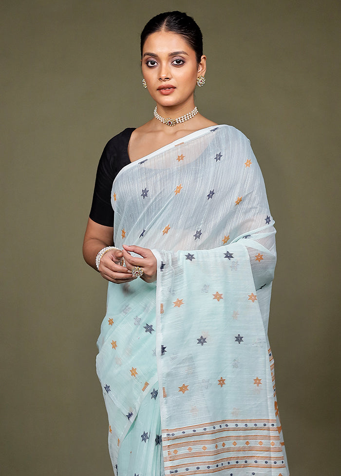 Blue Matka Silk Saree With Blouse Piece