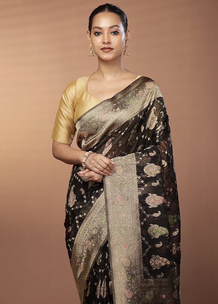 Black Organza Saree With Blouse Piece