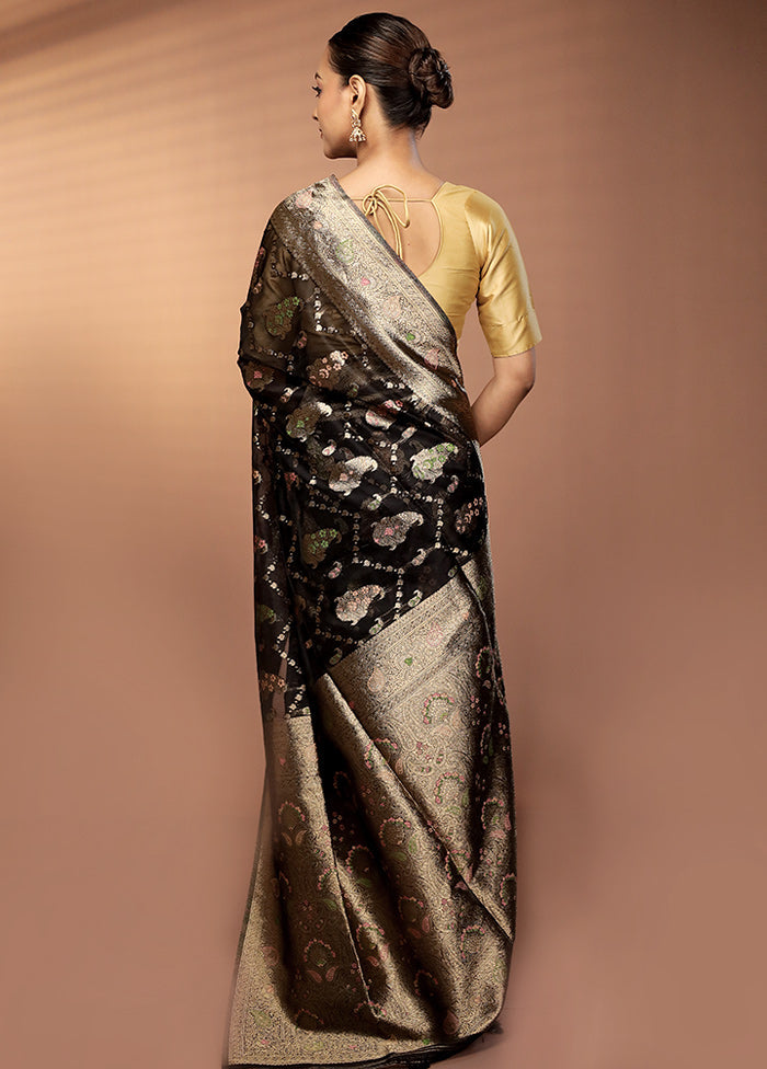 Black Organza Saree With Blouse Piece