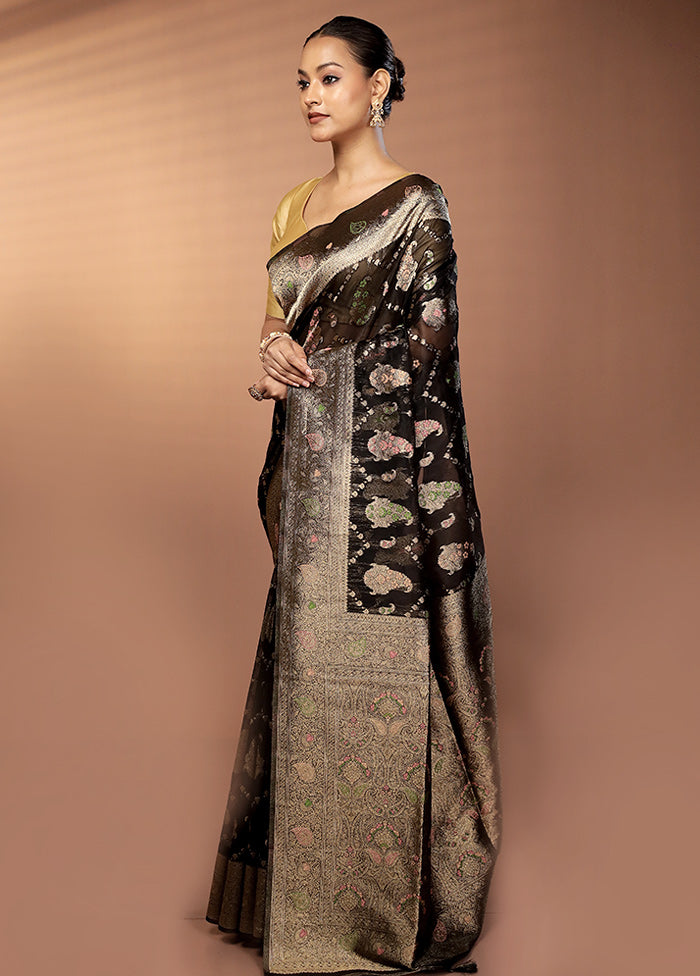 Black Organza Saree With Blouse Piece