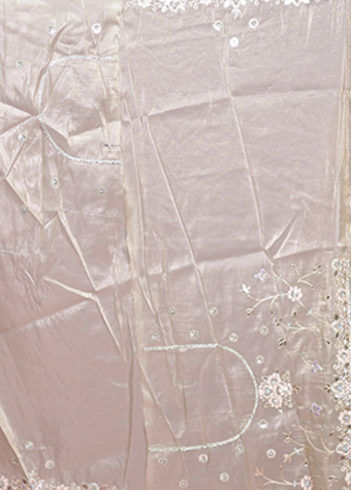 Cream Tissue Silk Saree With Blouse Piece