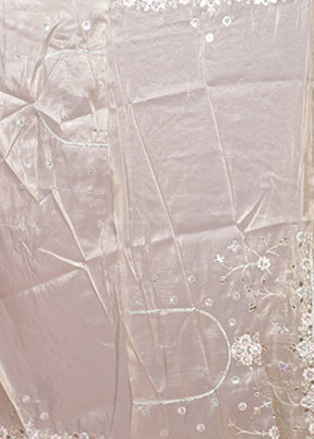 Cream Tissue Silk Saree With Blouse Piece