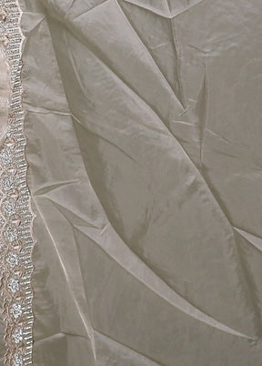 Cream Crushed Tissue Silk Saree With Blouse Piece