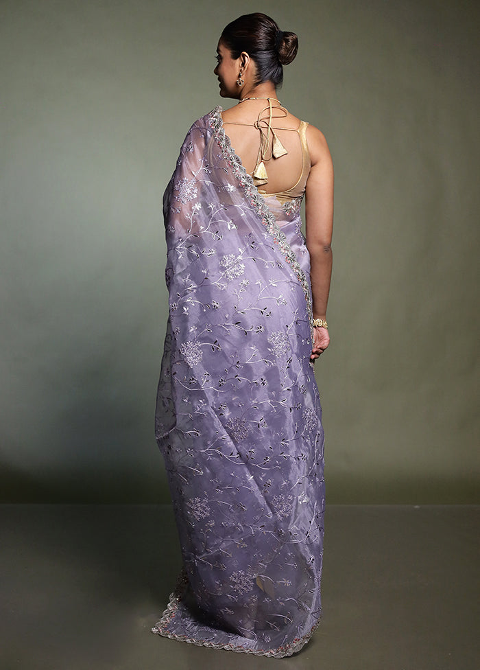 Purple Tissue Silk Saree With Blouse Piece