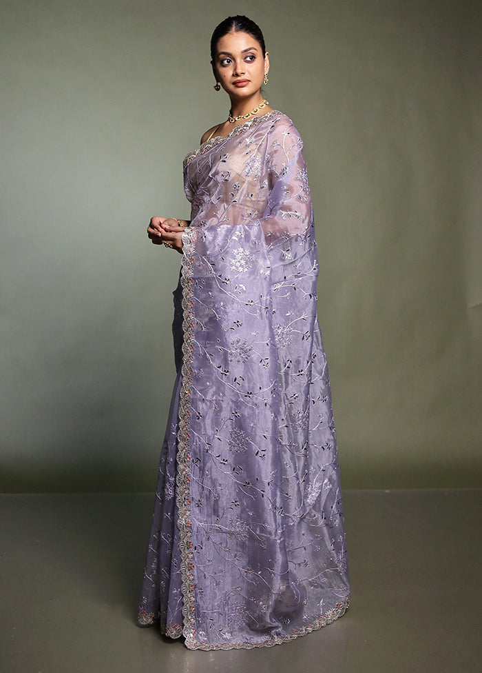 Purple Tissue Silk Saree With Blouse Piece