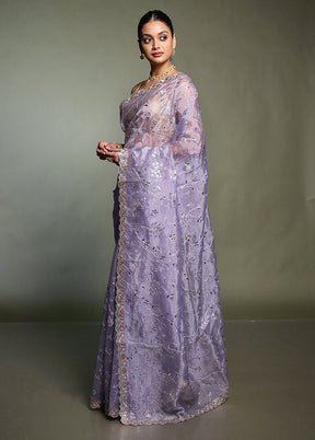 Purple Tissue Silk Saree With Blouse Piece
