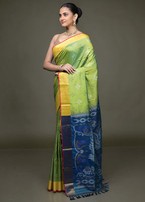 Green Dupion Silk Saree With Blouse Piece