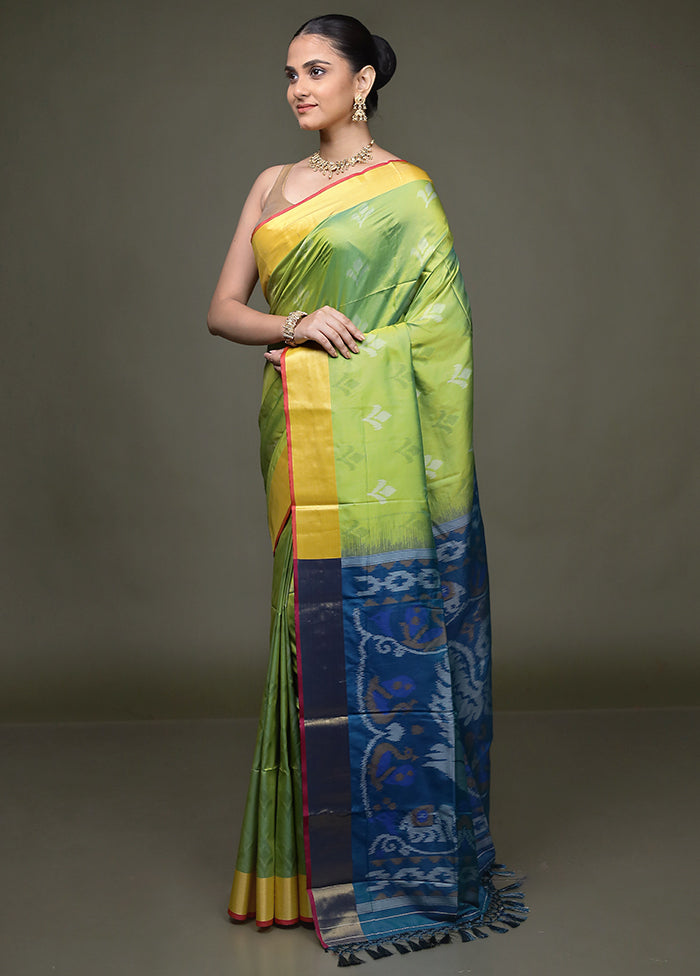 Green Dupion Silk Saree With Blouse Piece