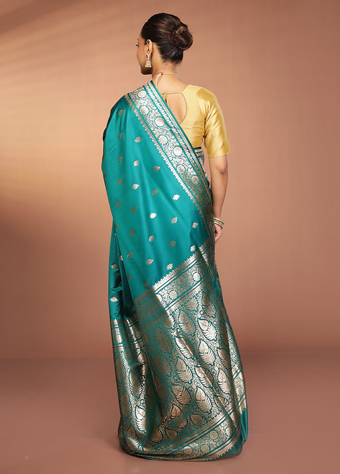 Green Banarasi Silk Saree With Blouse Piece