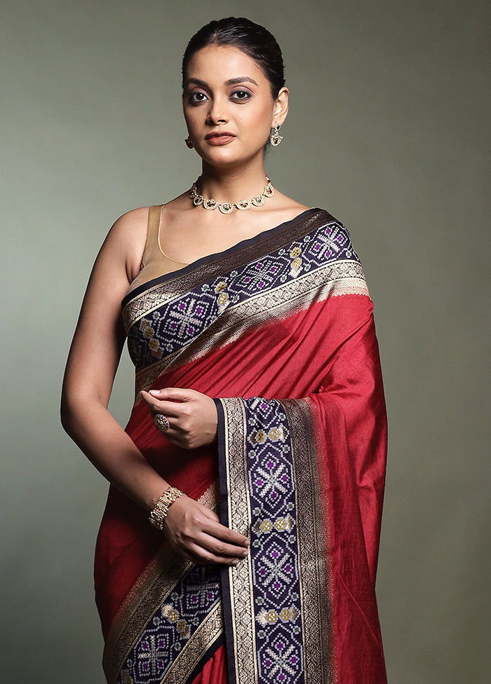 Purple Dupion Silk Saree With Blouse Piece