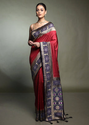 Purple Dupion Silk Saree With Blouse Piece