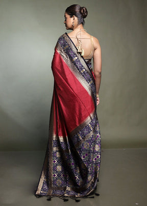 Purple Dupion Silk Saree With Blouse Piece