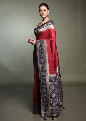 Purple Dupion Silk Saree With Blouse Piece