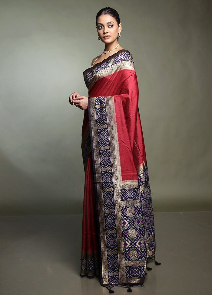 Purple Dupion Silk Saree With Blouse Piece