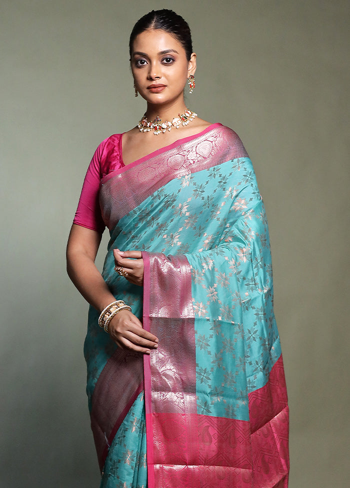Green Kora Silk Saree With Blouse Piece