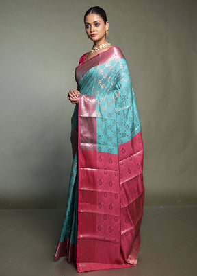 Green Kora Silk Saree With Blouse Piece