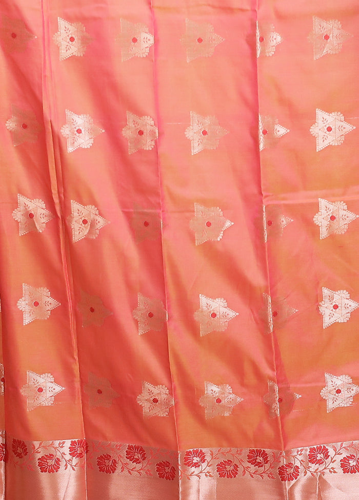 Orange Dupion Silk Saree With Blouse Piece