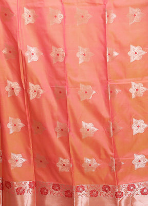 Orange Dupion Silk Saree With Blouse Piece