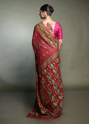 Pink Tant Jamdani Saree Without Blouse Piece