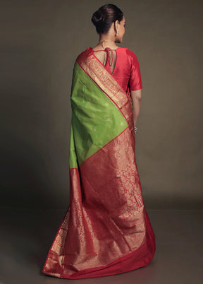 Green Kanjivaram Silk Saree With Blouse Piece