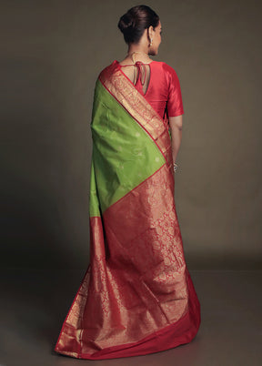 Green Kanjivaram Silk Saree With Blouse Piece