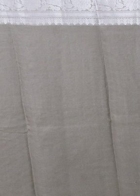 Grey Kora Silk Saree With Blouse Piece