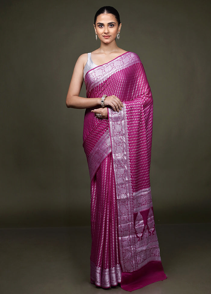 Pink Kora Silk Saree With Blouse Piece