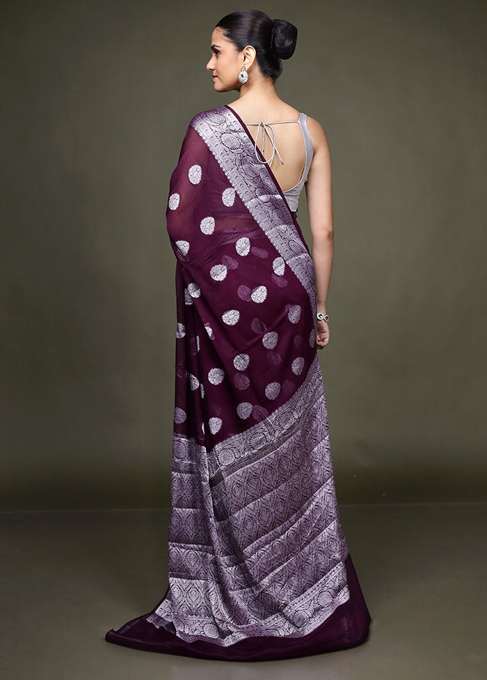 Purple Kora Silk Saree With Blouse Piece