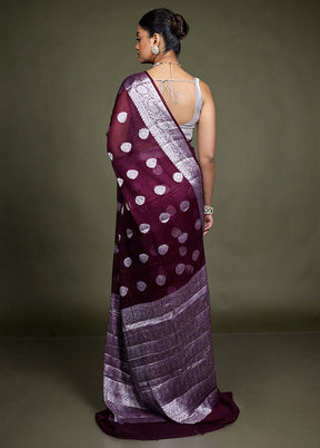 Purple Kora Silk Saree With Blouse Piece