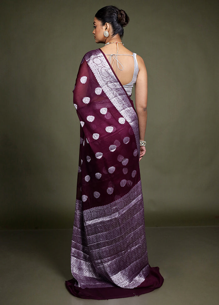 Purple Kora Silk Saree With Blouse Piece