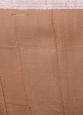 Peach Kora Silk Saree With Blouse Piece