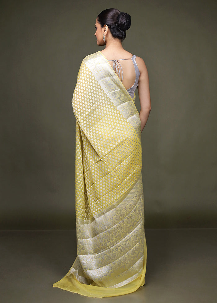 Yellow Kora Silk Saree With Blouse Piece